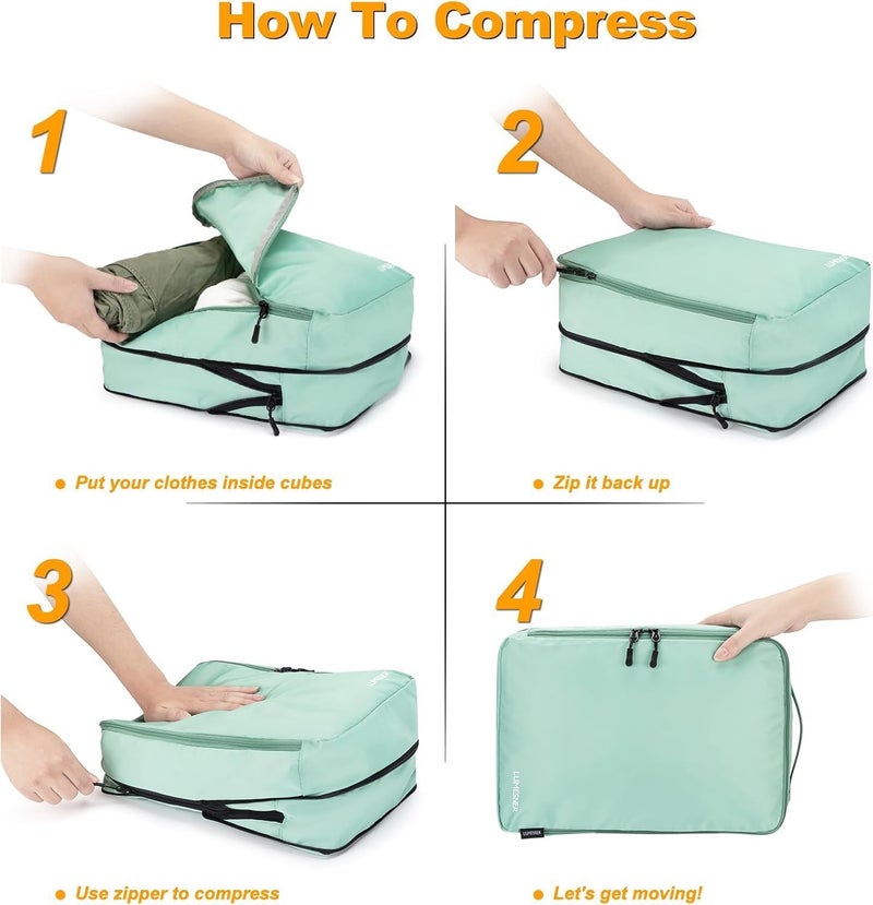 Velaybor 8 Set Compression Packing Cubes for Travel, Waterproof Luggage Organizers, Suitcase Organizer Set for Carry-On & Checked Baggage, Travel Accessories for Men & Women - Image 3